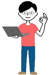 パソコン持つ男子
