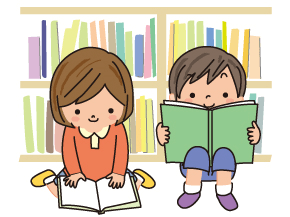 子ども２人読書する