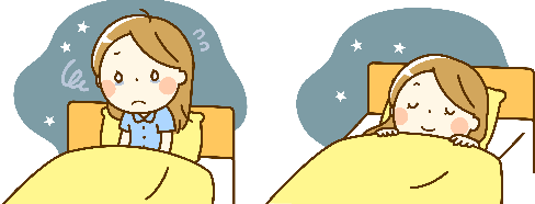 不眠と睡眠してる女性